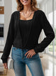 Square Neck Long Sleeve T-Shirt Trandify Deal