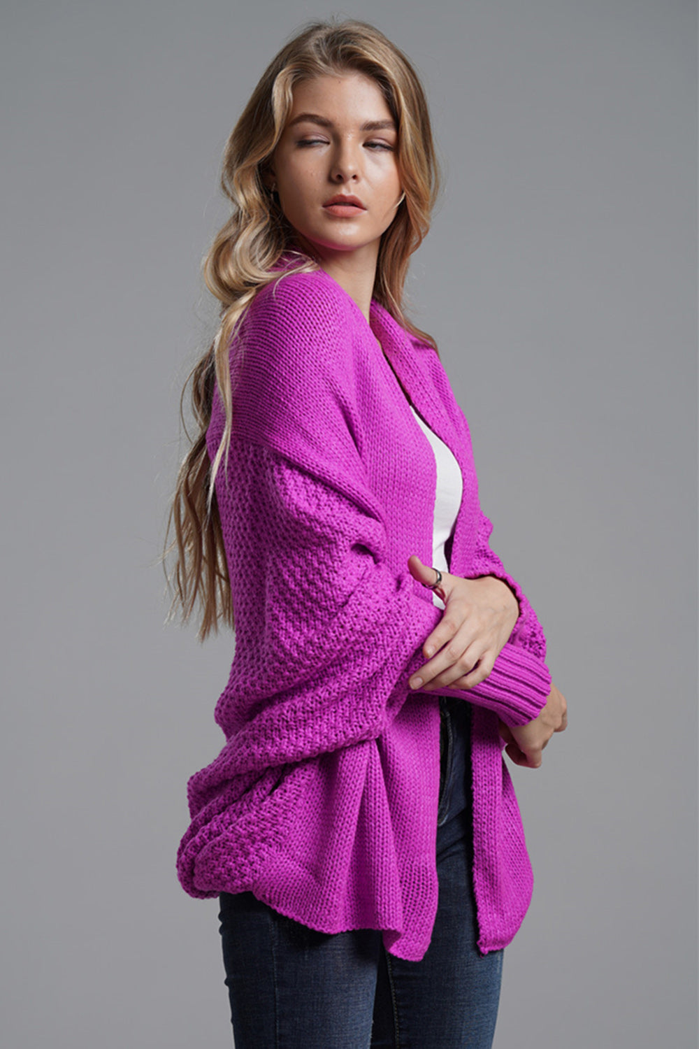 Open Front Batwing Sleeve Cardigan Trandify Deal