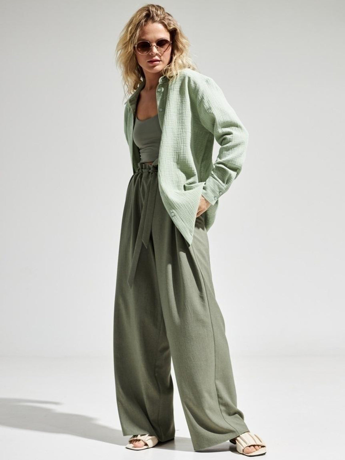 Textured Collared Neck Long Sleeve Shirt Trandify deal