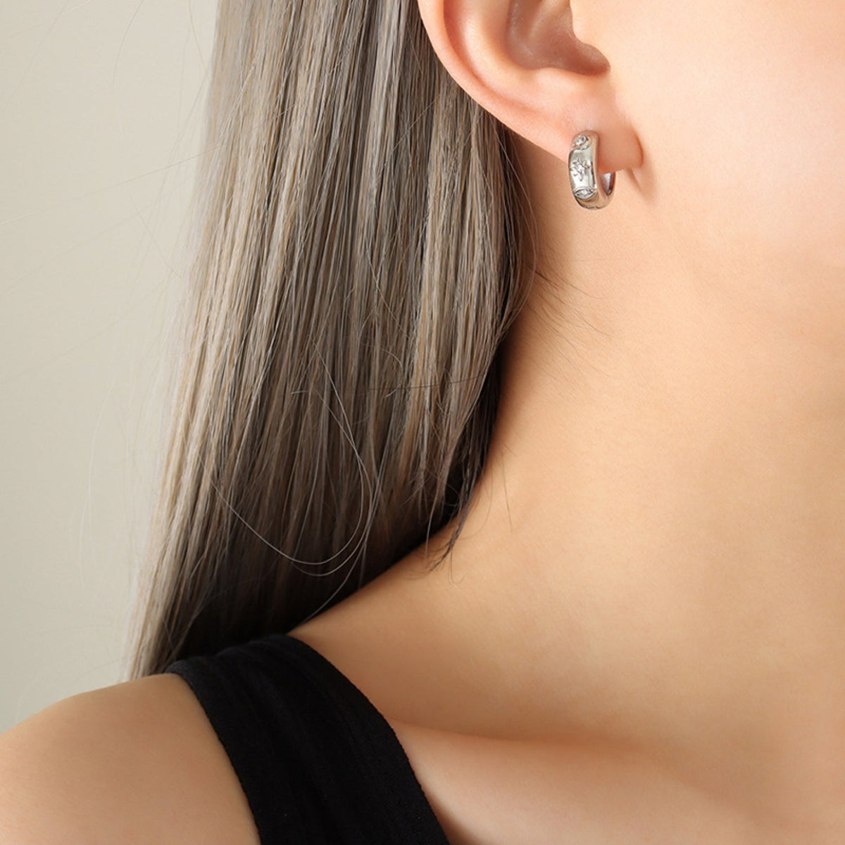 Zircon Titanium Steel Huggie Earrings Trandify deal