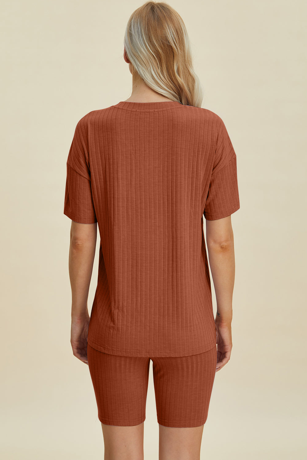Basic Bae Full Size Ribbed V-Neck Short Sleeve Top and Shorts Set Trandify deal