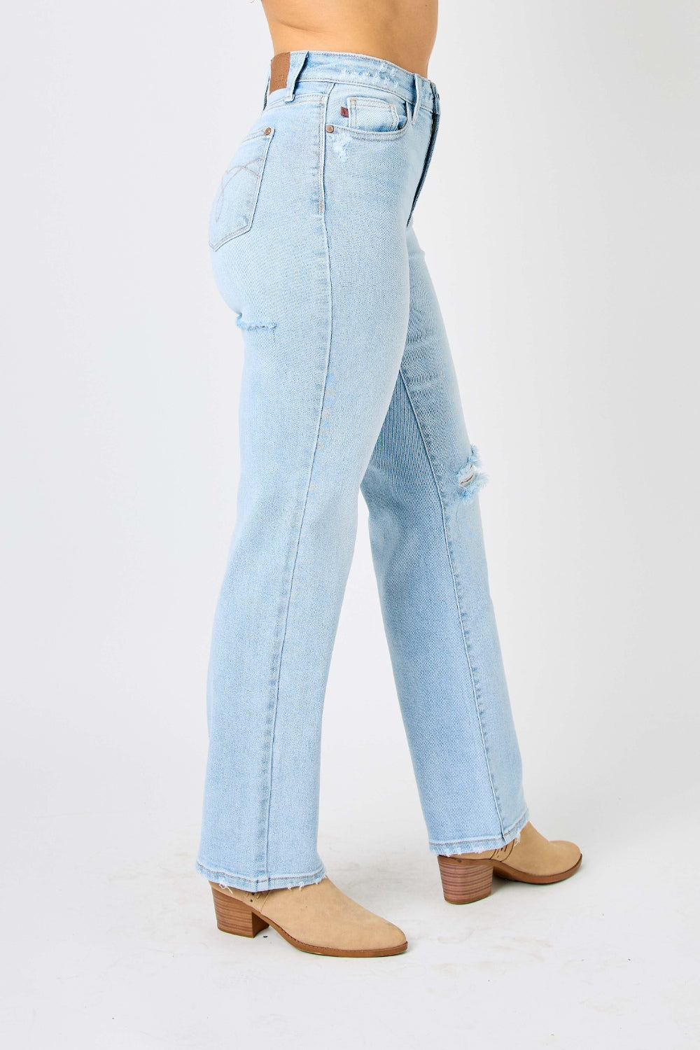 Judy Blue Full Size High Waist Distressed Straight Jeans Trandify deal