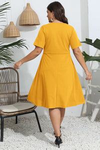 Plus Size Round Neck Openwork Dress Trandify deal