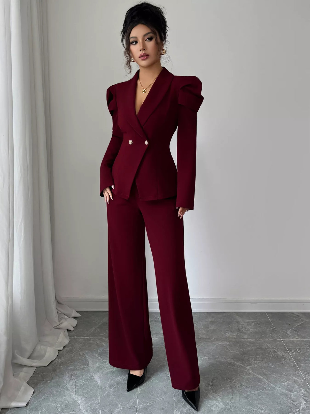 Women's Double Breasted Blazer & Pants Set | Regular & Petite