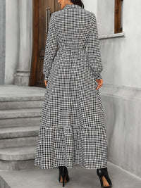 Honey Ruffle Hem Plaid Long Sleeve Dress Trandify Deal