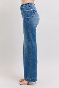 Judy Blue High Waist Straight Leg Jeans with contrast white thread detail