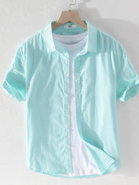 Breathable Plus Size Men’s Shirt – Lightweight Short Sleeve Button-Up – Office & Vacation Style