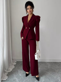 Women's Double Breasted Blazer & Pants Set | Regular & Petite