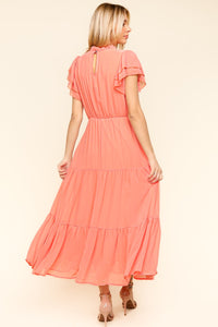 Haptics Full Size Tiered Frill Mock Neck Short Sleeve Dress Trandify Deal