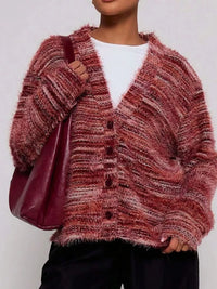 Chunky Knit V-Neck Button Cardigan | Oversized Comfort
