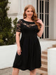 Plus Size Ruched Round Neck Short Sleeve Dress Trandify deal