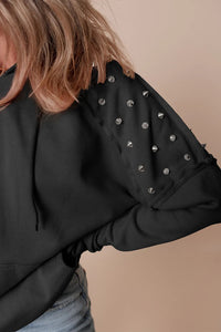 Rivet Drawstring Long Sleeve Hoodie Trandify Deal