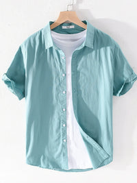 Breathable Plus Size Men’s Shirt – Lightweight Short Sleeve Button-Up – Office & Vacation Style