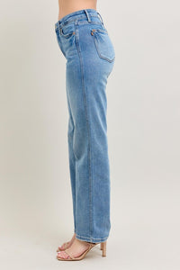 Plus Size Tummy Control Jeans: Vintage Wash Straight Leg