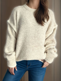 Contrast Trim Round Neck Dropped Shoulder Sweater Trandify Deal