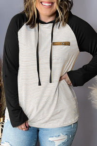 Plus Size Striped Long Sleeve Hoodie Trandify deal