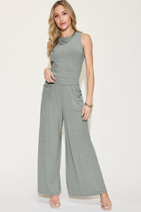 Basic Bae Full Size Ribbed Tank and Wide Leg Pants Set Trandify Deal