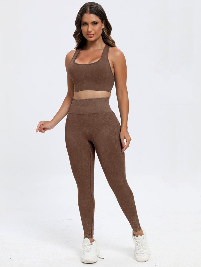 Scoop Neck Wide Strap Top and Pants Active Set Trandify Deal
