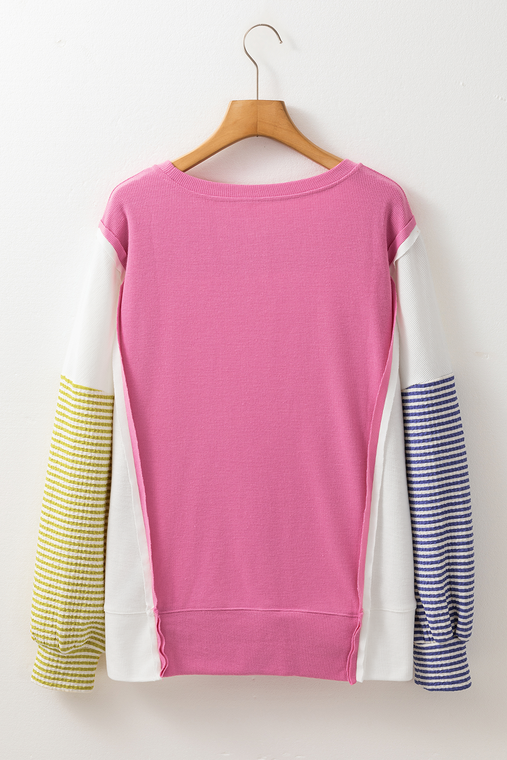 Exposed Seam Contrast Long Sleeve Sweatshirt Trandify Deal