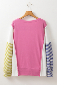 Exposed Seam Contrast Long Sleeve Sweatshirt Trandify Deal