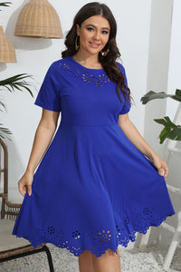 Plus Size Round Neck Openwork Dress Trandify deal