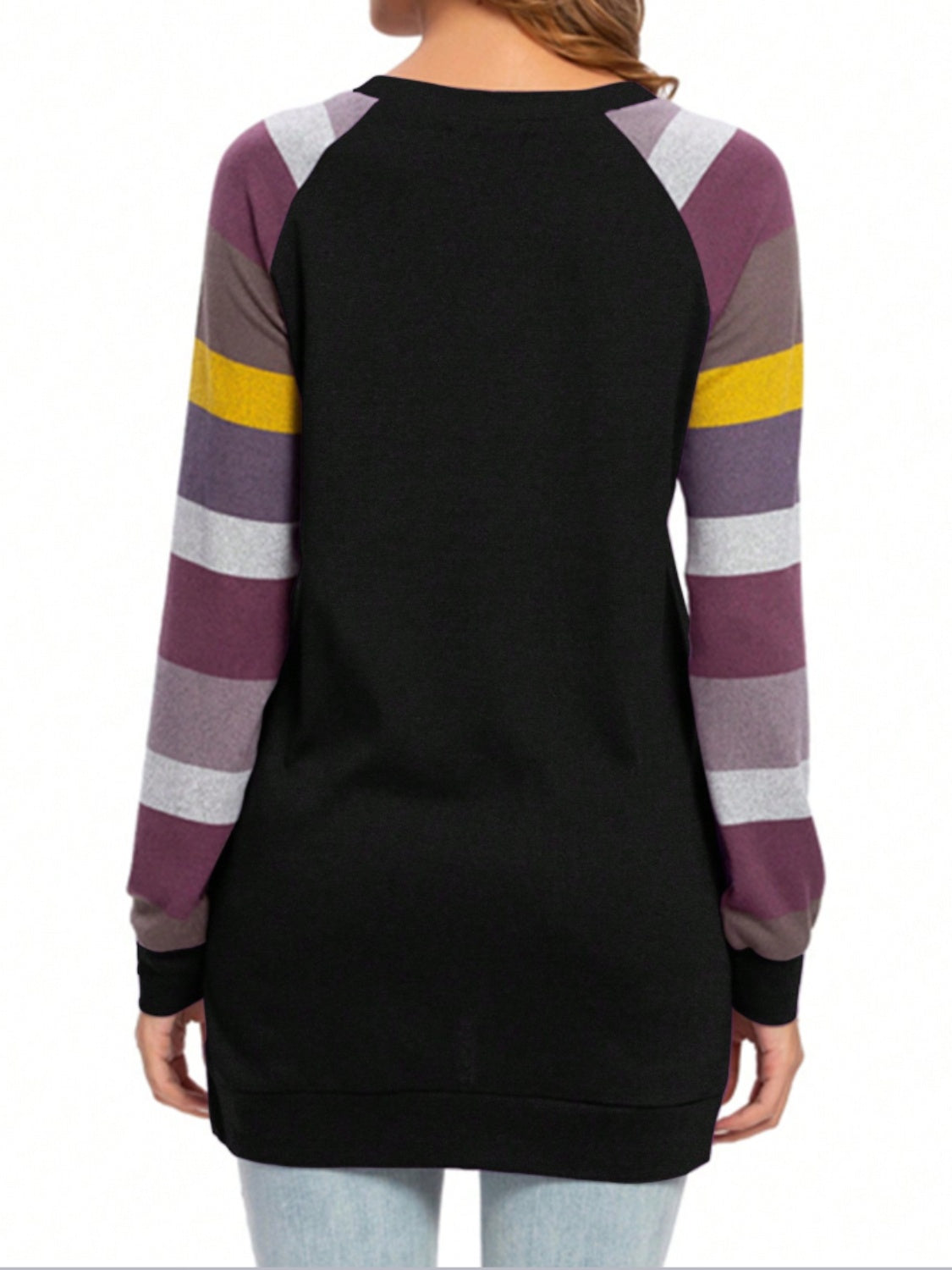 Color Block Round Neck Long Sleeve T-Shirt Trandify Deal