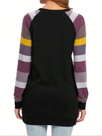 Color Block Round Neck Long Sleeve T-Shirt Trandify Deal