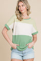 BOMBOM Color Block Short Sleeve T-Shirt Trandify deal