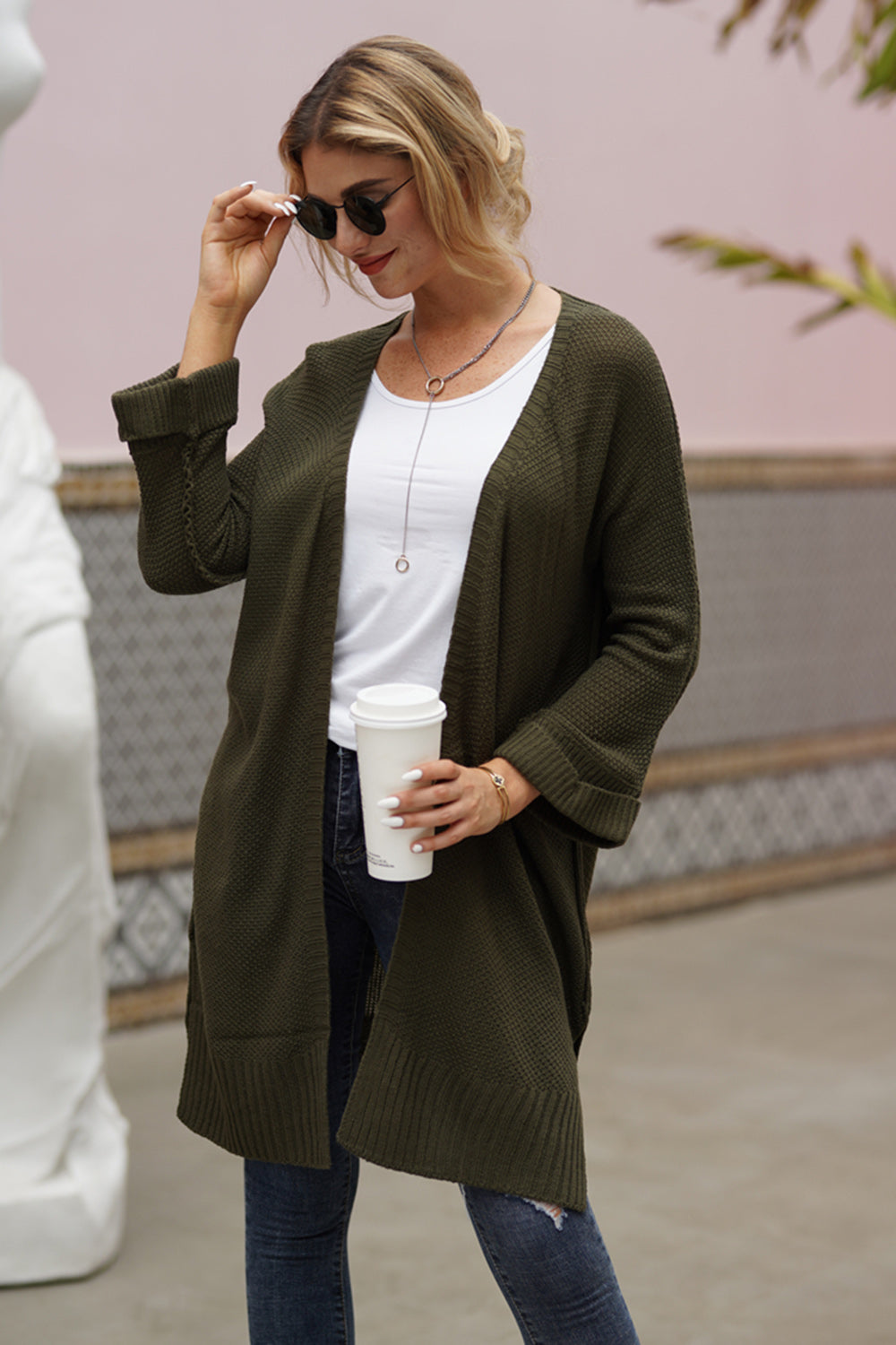 Open Front Long Sleeve Cardigan Trandify Deal