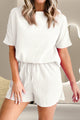 Round Neck Short Sleeve Top and Drawstring Shorts Set Trandify deal