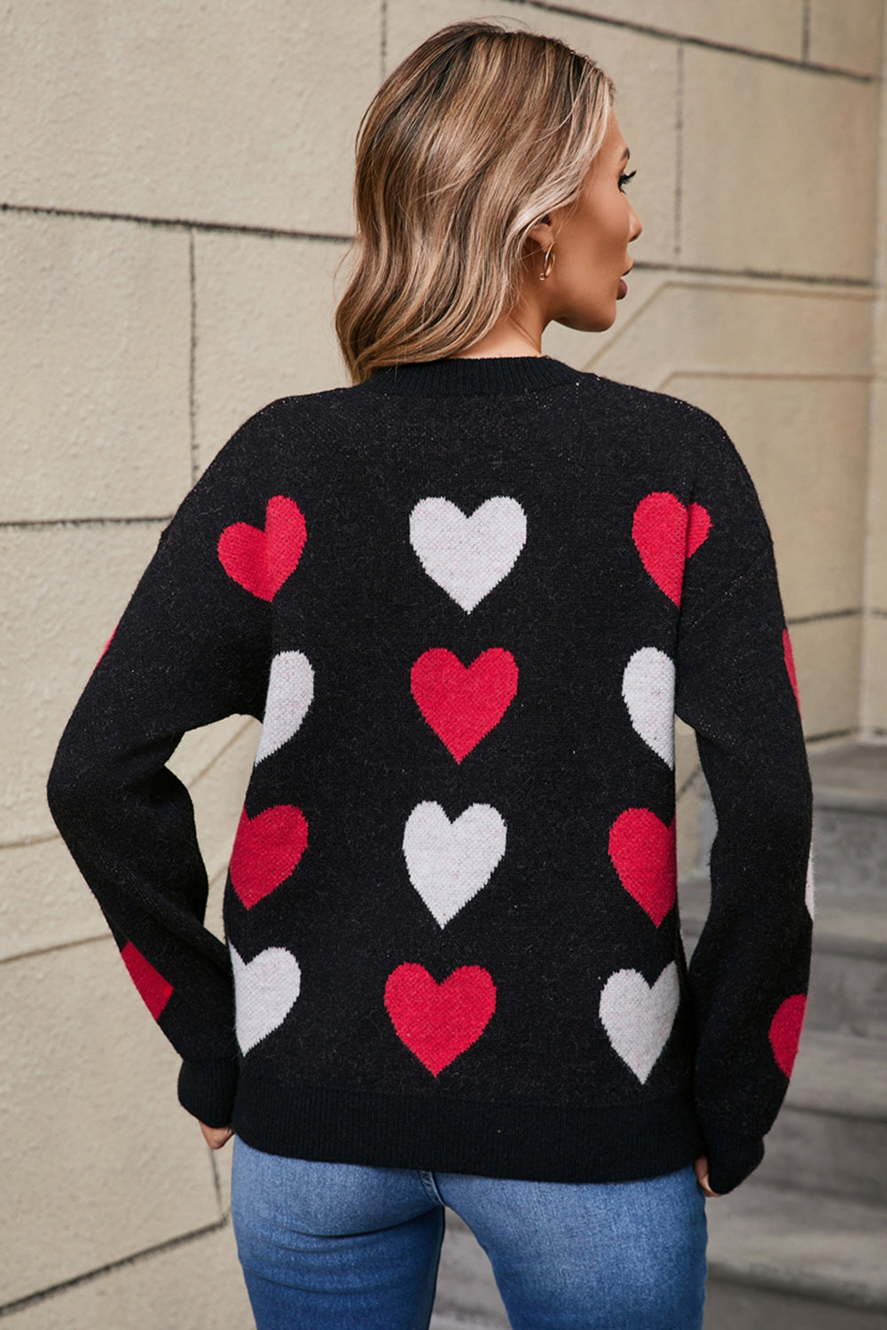 Angel Wings Heart Round Neck Long Sleeve Sweater Trandify Deal