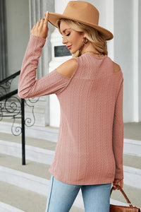 Round Neck Cold Shoulder T-Shirt Trandify deal