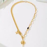 Dainty 18K Gold Cross Pendant Necklace for Women
