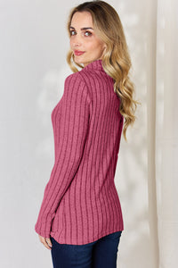 Basic Bae Full Size Ribbed Mock Neck Long Sleeve T-Shirt Trandify Deal