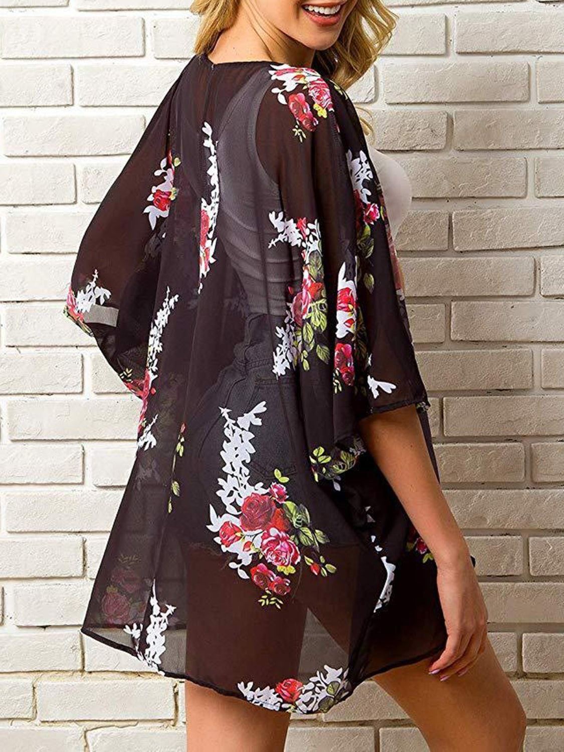 Open Front Half Sleeve Cover-Up Trandify deal