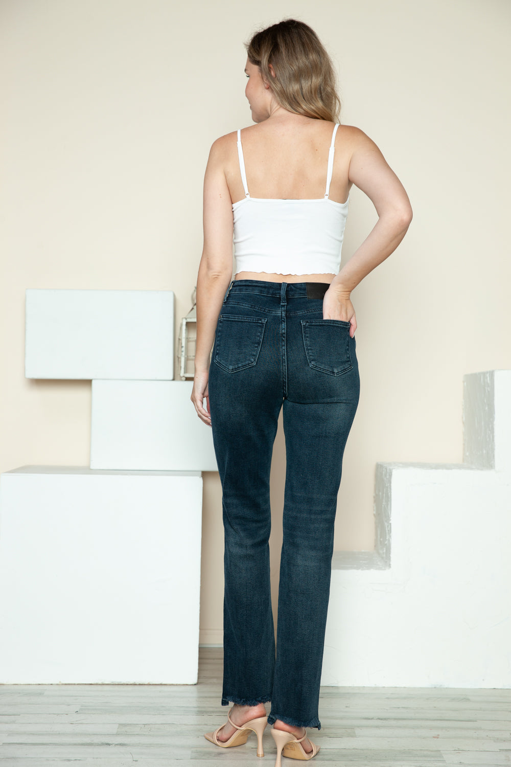 Judy Blue Full Size Button Fly Hem Destroy Straight Jeans Trandify Deal