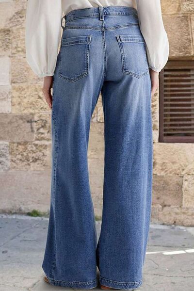Women's Pocketed Embroidered Straight Leg Jeans - Trandify Deal