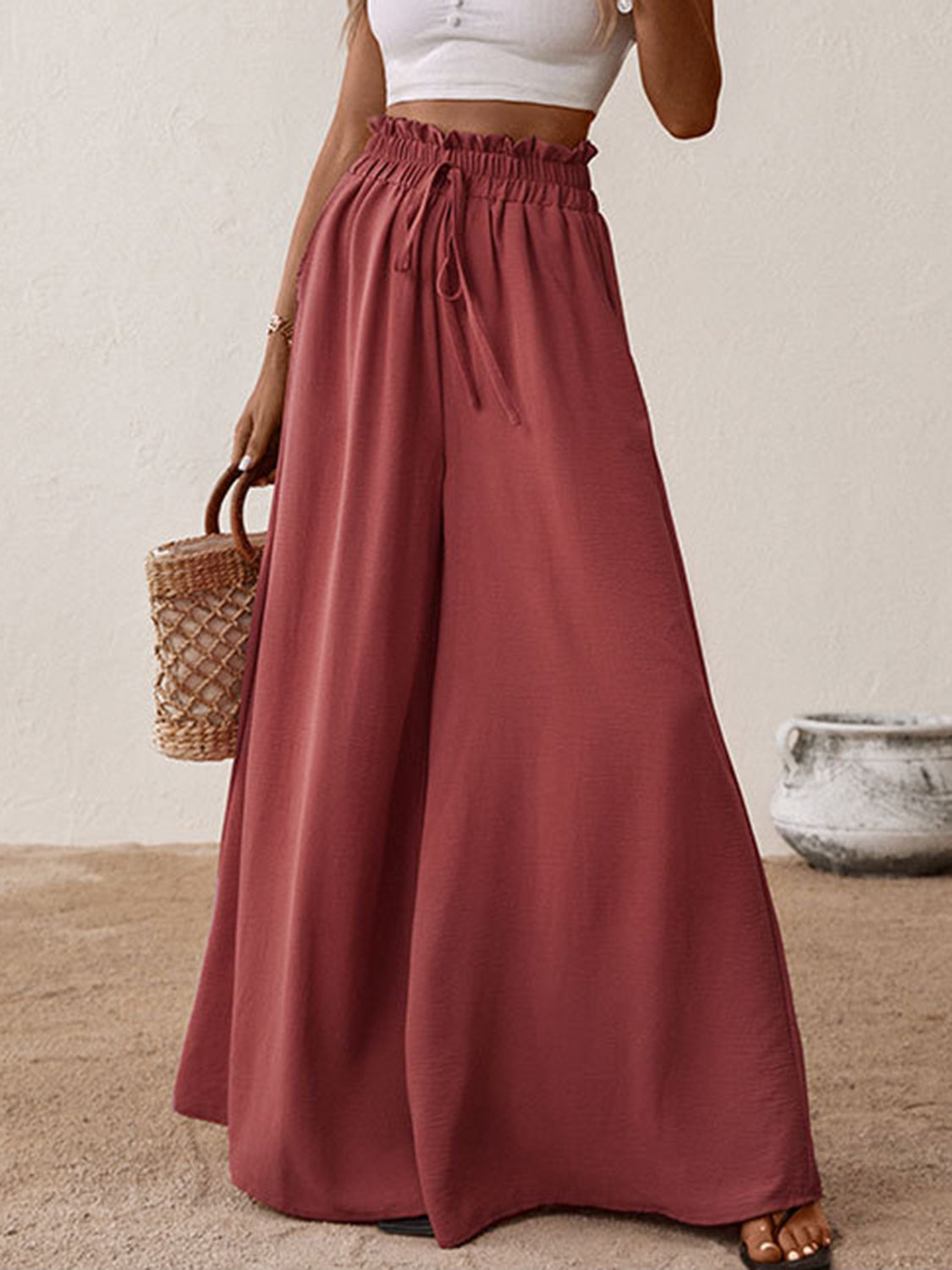 Perfee Frill Tied Wide Leg Pants Trandify Deal