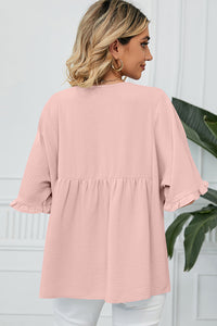 Peplum V-Neck Half Sleeve T-Shirt Trandify deal