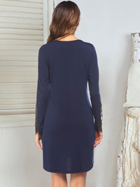 Lace Detail Long Sleeve Mini Lounge Dress Trandify Deal