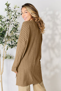 Basic Bae Full Size Ribbed Round Neck Long Sleeve Slit Top Trandify Deal