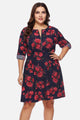 Plus Size Floral Print Half Zip Up Dress Trandify deal