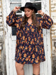 Plus Size Floral V-Neck Balloon Sleeve Dress Trandify deal
