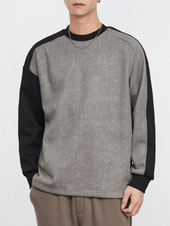 Men’s Plus Size Contrast Neck Long Sleeve Sweatshirt – Comfort Fit Hoodie