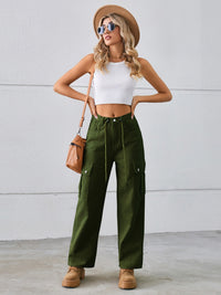 Drawstring Mid-Rise Waist Straight Cargo Jeans Trandify deal