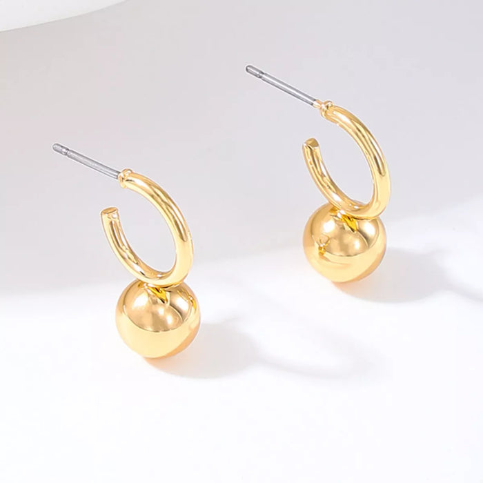 18K Gold Plated Ball Hoop Earrings for Women, Lightweight Jewelry