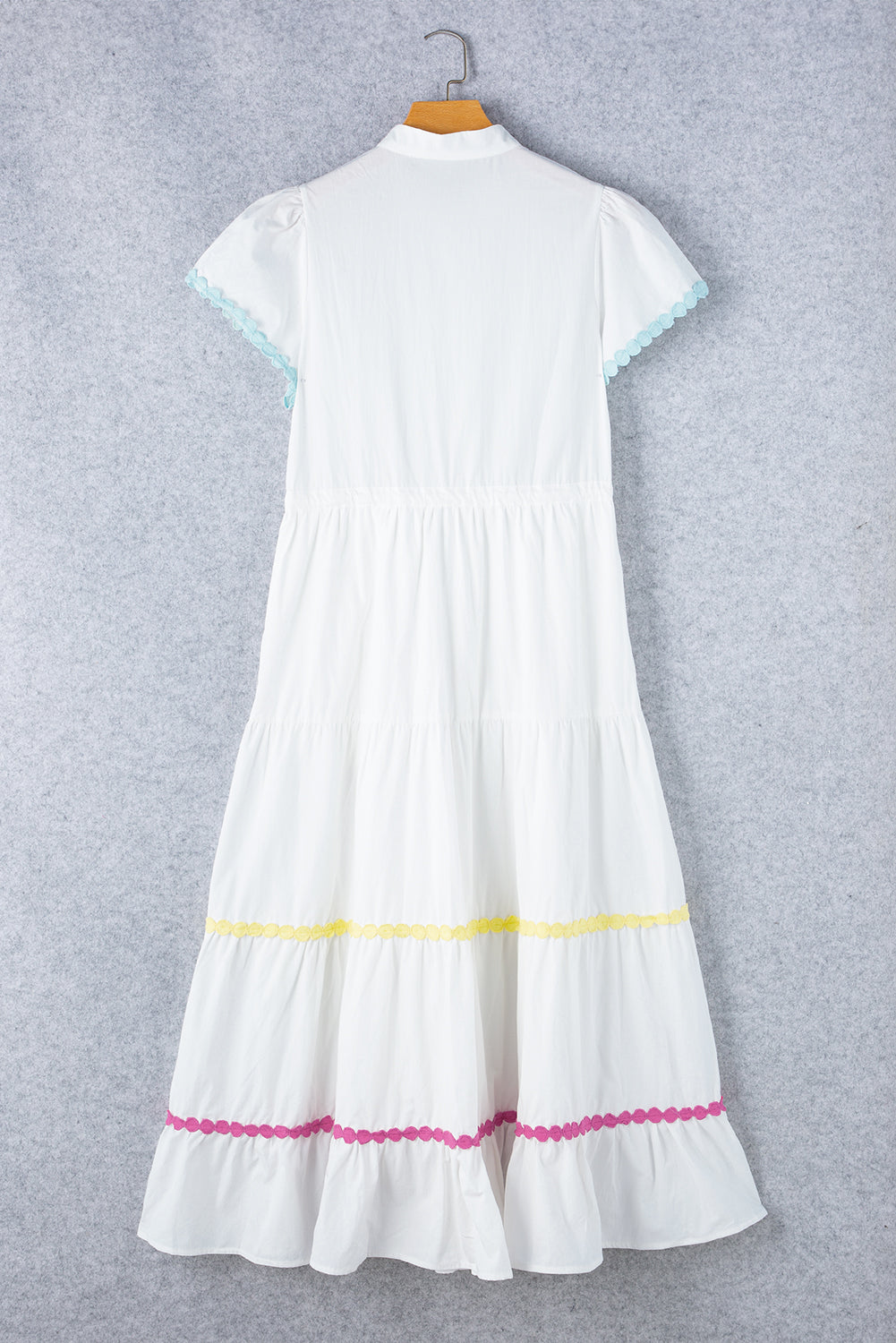 Contrast Trim Button Up Short Sleeve Dress Trandify Deal