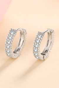 925 Sterling Silver Inlaid Moissanite Huggie Earrings Trandify deal