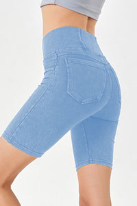 Basic Bae Asymmetrical Waist Denim Shorts with Pockets Trandify Deal