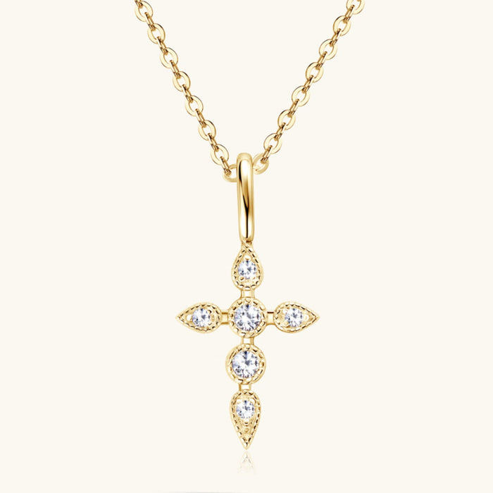 925 Sterling Silver Moissanite Cross Pendant Necklace Trandify Deal